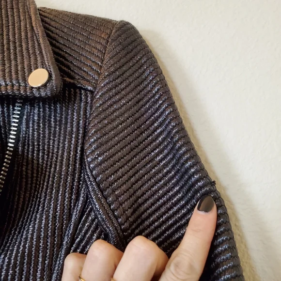 Veronica Beard Metallic Pinstripe Moto Jacket - Size 2 - Picture 9 of 16